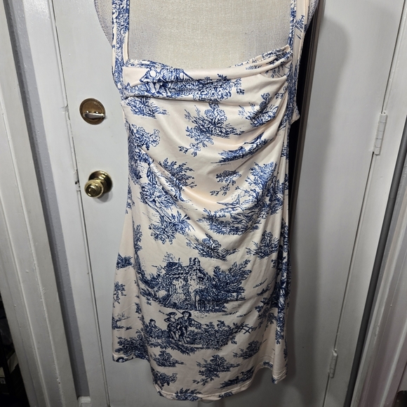Cider Toile de Jouy Ruched Mini Dress NWT Sz 0xl - Picture 9 of 10